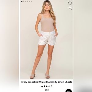 Ivory linen maternity shorts
